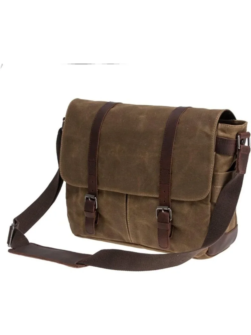 Vintage Leather & Waxed Canvas Briefcase Satchel for 15.6” Laptop - Rugged